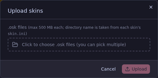 The upload dialog