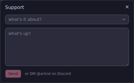 The support form